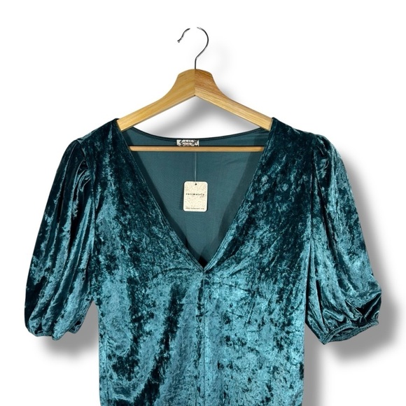 Free People Intimately Don't You Wish Velvet Bodysuit, Deep Teal, Size Large - Picture 3 of 15